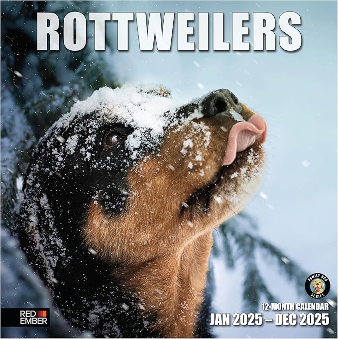 RED EMBER Rottweilers 2025 Wall Calendar 12 Month | 12" x 24" Open | Thick & Sturdy Paper | Giftable | Calendar 2025