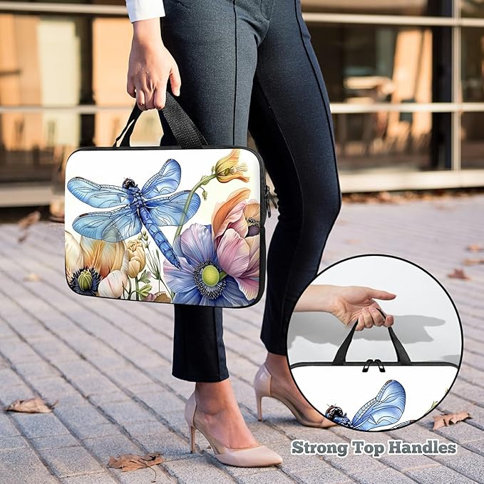 Laptop Sleeve Case Bag 15 inch, Blue Dragonfly Slim Carrying Case Durable Handbag Travel Laptop Bag for 15 inch MacBook Air M3/M2/15 Pro/Surface Laptop 7/6/5/4/3/ Dell XPS 15 Plus