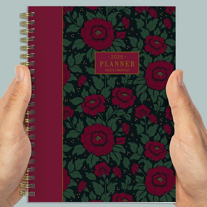 TF PUBLISHING 2025 Victorian Blooms Medium Weekly Monthly Planner - Goals & Task Trackers - Planner Monthly and Weekly with Organizer Stickers - 12 Month Calendar Planner - 6.5" x 8"