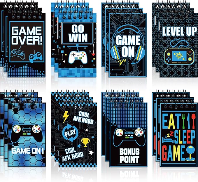 Containlol 24 Pcs Gaming Mini Notepads, Video Game Birthday Party Favors Supplies Gaming Party Notebooks Gamer Prize Gifts Teacher Classroom Supplies Mini Notepad Pack for Girl Boy Video Game Birthday