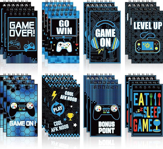 Containlol 24 Pcs Gaming Mini Notepads, Video Game Birthday Party Favors Supplies Gaming Party Notebooks Gamer Prize Gifts Teacher Classroom Supplies Mini Notepad Pack for Girl Boy Video Game Birthday