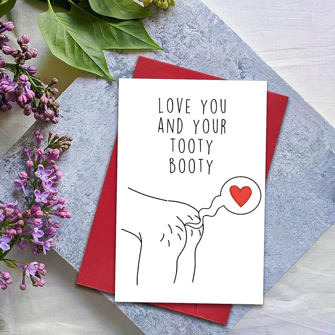Cheeky Tooty Booty Anniversary Card, Funny Anniversary Card for Husband Boyfriend, Romantic Anniversary Card Gift for Couple, Lovely Valentine's Day Gifts for Him Her