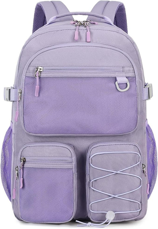 Lohol Water Resistant Backpack with Mulitiple Pockets for Travel Outdoor College, 15.6 inch Laptop Bookbag for Girl and Women (Purple