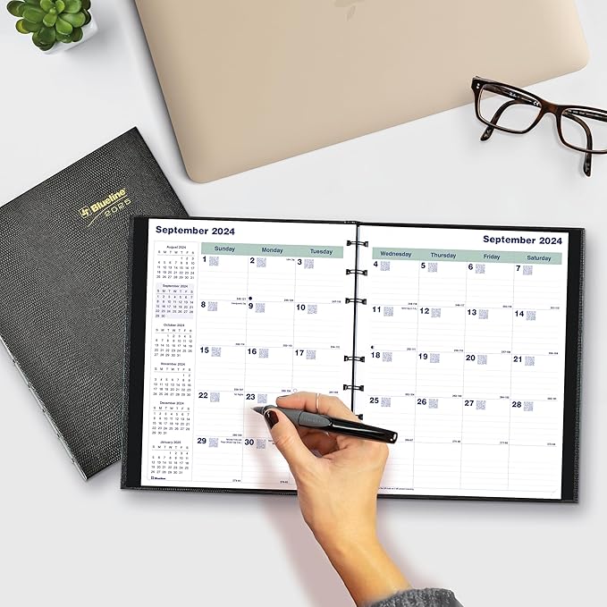Blueline® 2025 Plan & Link™ CoilPro™ Monthly Planner, 16 Months, September 2024 to December 2025, Twin-Wire Binding, 9.25" x 7.25", Black, English (C1200C.81T-25)