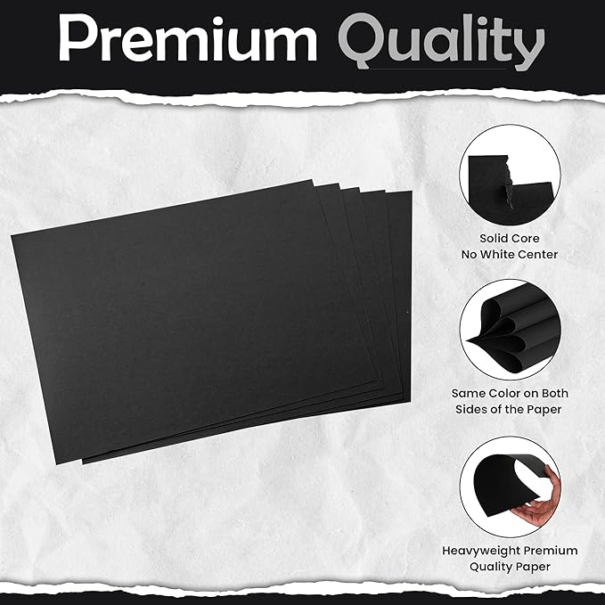 SANZIX 120 Pack Blank Business Cards 2" x 3.5" 220 GSM-80 Lbs Customizable Black Cardstock Business Card Paper for Printer | Black Blank Thankyou & Message Cards.