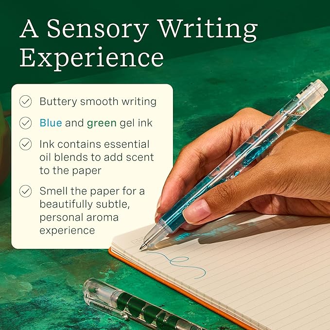 Lifelines Scented Lava Gel Pen Set, 2-Pack (Blue & Green) - 0.7mm Colored Gel Pens Infused with Scented Essential Oil Blends & Mesmerizing Lava - School Supplies for College Kids & Adults