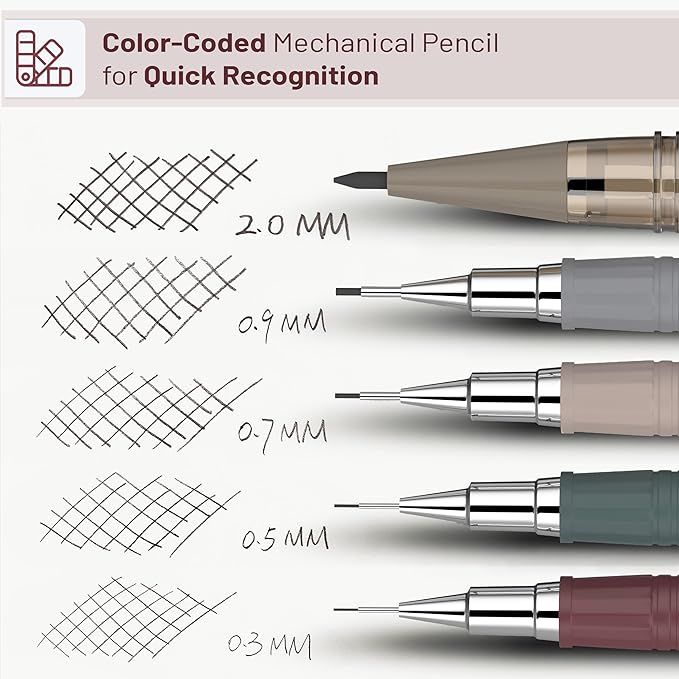 Mr. Pen- Mechanical Pencil Set with Leads and Eraser Refills, 5 Sizes - 0.3, 0.5, 0.7, 0.9 and 2 Millimeters, for Drafting, Drawing and Sketching