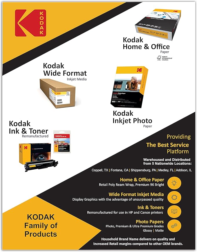 KODAK Picture Paper Vivid 4"x6", 100 count, 66lb-230g/m2 weight, 11.9 mil thickness, Vivid color picture paper- **THIS PRODUCT IS NOT COMPATIBLE WITH THE KODAK DOCK PRINTER**"