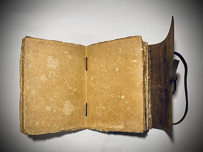 Vintage Leather Journal - 200 Pages Deckle Edge Rustic Paper - Unlined Pages Book of Shadows, Grimoire, Junk Notebook, Fantasy Medieval Gifts, Sketchbook, Antique Scrapbook (Dark Brown, 7"x5")
