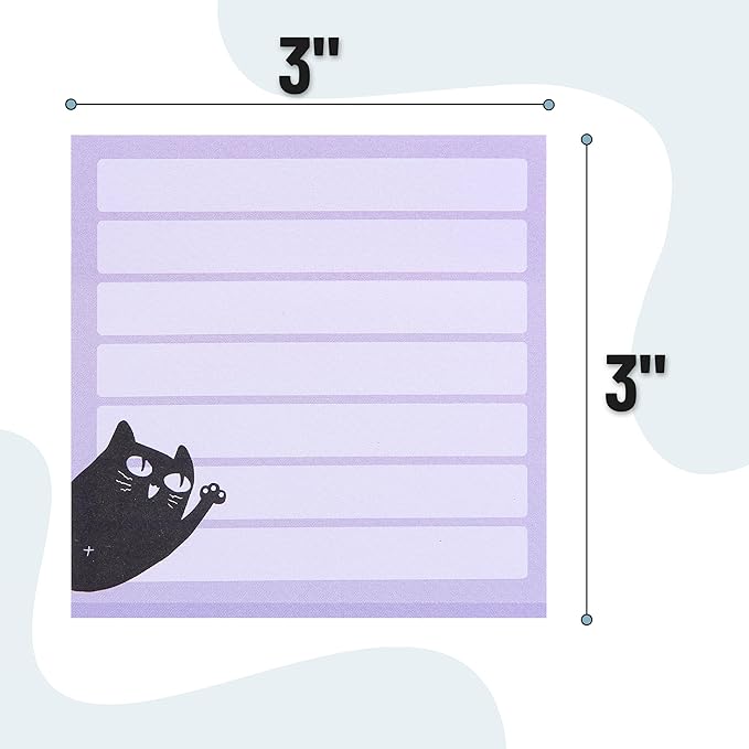 Mr. Pen- Sticky Notes, 3" x 3", 6 Pads, 480 Sheets, Black Cat Sticky Notes, Cat Notepad, Sticky Note Set, Cute Notepads, Aesthetic Sticky Notes Set, Cute Sticky Notes Cute, Fun Sticky Notes