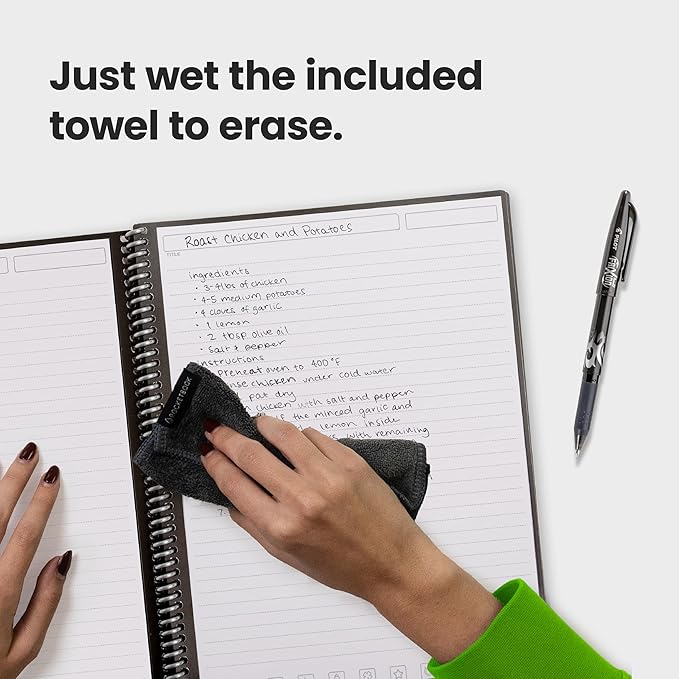 Rocketbook New Core Reusable Spiral Notebook, Letter Size 8.5x11, Teal - Lined Pages, App-Connected, Erasable, Durable Cover, Ideal for School, Work, and Creative Projects (Pack of 1)