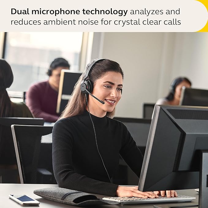 Jabra Evolve2 30 SE Wired Mono Noise-Cancelling Headset - Features 2-Microphone Call Technology and USB-A Cable - MS Teams Certified, Works with All Other Platforms - Black