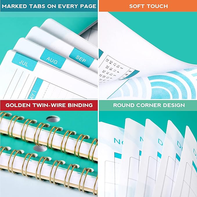 Student Planner 2024-2025 - Academic Planner 2024-2025 from July 2024 - June 2025, 11" × 9", Weekly Lesson Planner with Stickers, Week's Goals, Printed Tabs and Golden Twin-Wire Binding