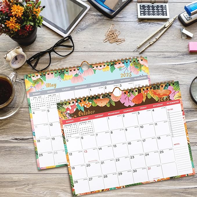 Lbylyhxc 2025-2026 Calendar - 18 Monthly Wall Calendar 2025-2026 from January 2025 to June 2026, 11 x 8.5 Inches.Thick Paper with Julian Dates and Block for New Year and Christmas Presents (2025-2026 wall calendar flower)