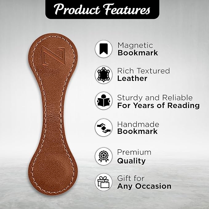 Personalized Leather Magnetic Bookmarks (1 Pack) Vintage Custom Engraved Initial ID Identification Book Marker Clip Gift for Book Lover Avid Readers (Letter Z, Light Brown)