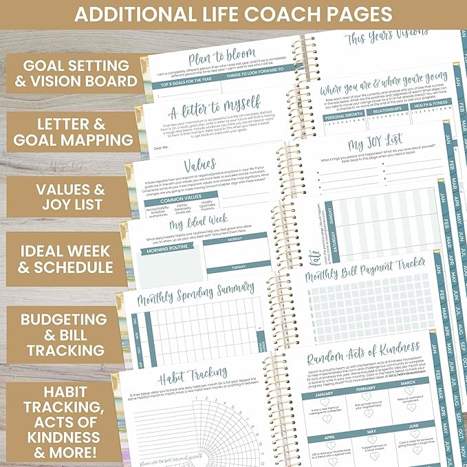 bloom daily planners 2025 Planner HARDCOVER Calendar Year Day Planner (January 2025 - December 2025) - Task & Goal Organizer - Monthly & Weekly Inspirational Agenda Book - 5.5" x 8.25" - Watercolor Waves