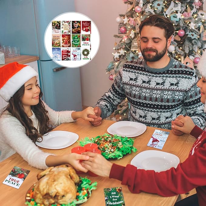 240 Pcs Gospel Tract Card 12 Styles Plan of Salvation Card Pocket Holy Postcard Christian Inspirational Bible Verse Bookmark for Christian Gift Women Men Ministering Tool(Christmas)