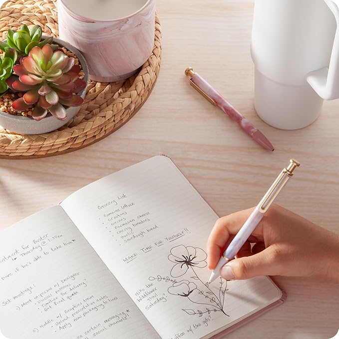 U Brands Monterey Ballpoint Pens, Set of 4, Soft Dye With Gold Details, Bold (1.0 mm) Point, Black Ink