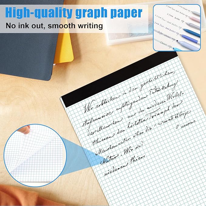 AZUREAL Grid Paper Notebook 8.5 x 11 Inches, 3 Pack graph paper pad, 70 Gsm 4×4 Quad Grid Paper, Graph Papers for School, Office, Home, 25 Sheets/Pad, 25 Sheets/Pad