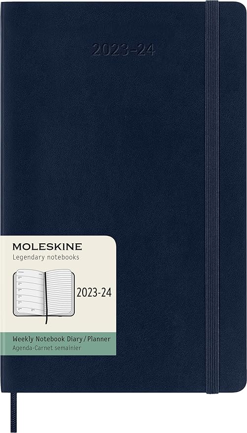Moleskine Classic 18 Month 2023-2024 Weekly Planner, Soft Cover, Large (5" x 8.25"), Sapphire Blue