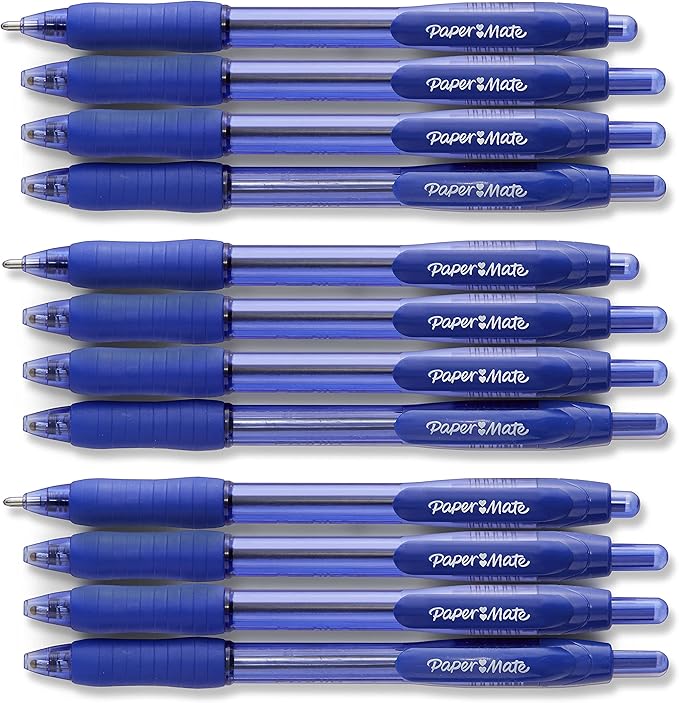 Paper Mate Profile Retractable Ballpoint Pens, Bold Point (1.4mm), Blue, 12 Count