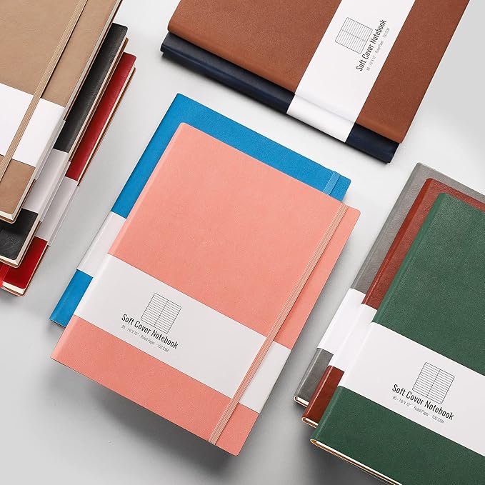 AHGXG Lined Journal Notebook - 320 Numbered Pages Large B5 Thick College Ruled Journal, 100gsm Thick Lined Paper, Faux Leather Softcover, for Work School, 7.6'' X 10''-Red