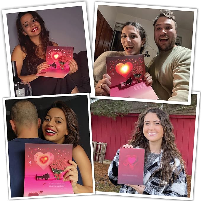 Pop Up Anniversary Card for Couple w/Lights & Music - Happy Anniversary Card for Wife & Girlfriend, Pop Up Card, Wedding Anniversary Card (Couple)