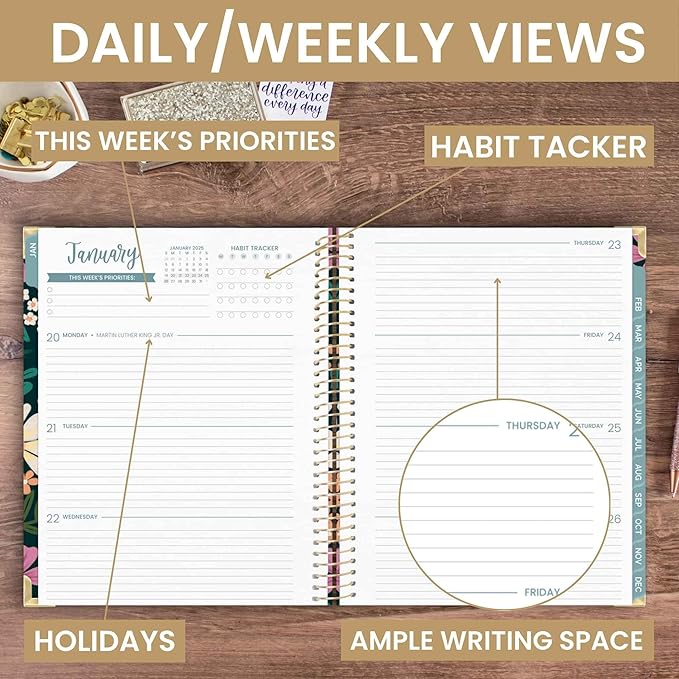 bloom daily planners HARDCOVER 2025 (8.5" x 11") Calendar Year Day Planner (January 2025 - December 2025) - Passion/Goal Organizer - Monthly & Weekly Inspirational Agenda Book - Blooming Wildly