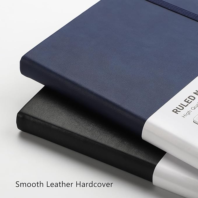 RETTACY Journaling Notebooks, A5 Lined Notebook Journal with 320 Numbered Pages, 5.7'' × 8.3'', Medium Size, Journal Notebook for Writing, Work, Leather Hardcover, 100 GSM Thick Paper (Navy Blue)