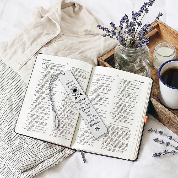 Sunflower Gifts for Women,Inspirational Bookmarks with Chain,Book Markers for Reading,Back to School Coming of Age Gifts,Graduation Gifts,Kids Teen Girls Him Her Christmas Stocking Stuffers