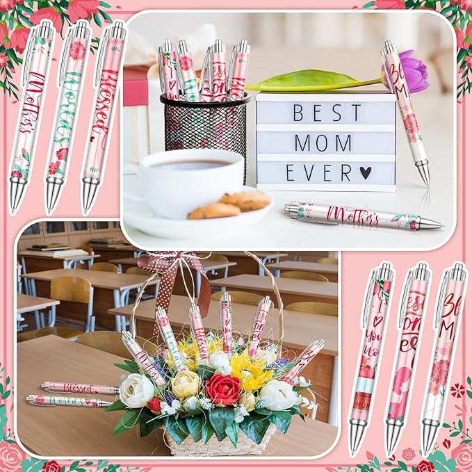 24 Pcs Mothers Day Pen Bulk Appreciation Gift for Mom Party Favors Birthday Cute Pen for Mother Thank You Gift for Women Desk Decoration Journaling Stationery Accessories Office Group Souvenir