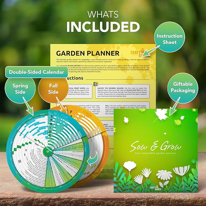 Garden Planner, Vegetable Planting Chart Wheel, Perpetual Outdoor & Indoor & Greenhouse Plant Care Guide, Homestead Planting Almanac, Essential Accessory for Gardeners & Farmers