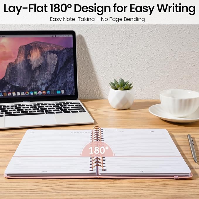 Lined Spiral Journal Notebook, A5 College Ruled Notebook for Journaling, Note-Taking, and Daily Planning, Durable Hardcover with an Elegant Design, Pink