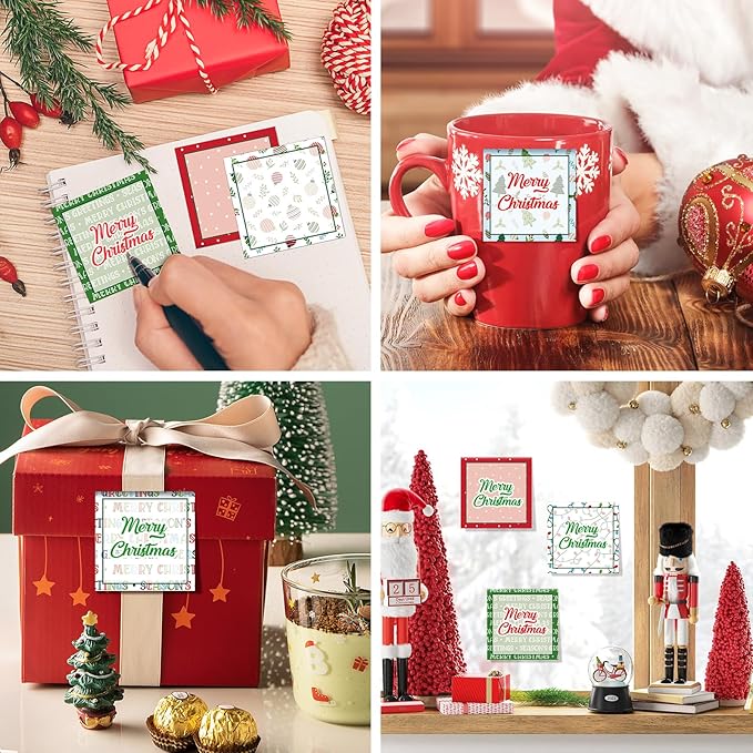 9 Pieces Christmas Sticky Note Self-Adhesive Merry Christmas Note Pads with Christmas Tree Christmas Lights Balloon Memo Notes for Xmas School Office Home Supplies Students Teachers Present