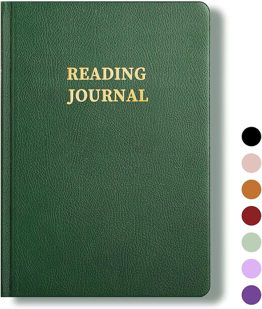 Reading Journal Book Lovers Gifts Hardcover Leather Readers Log Track Reading with 65 Book Reviews, 5.8”x8.3”, DarkGreen