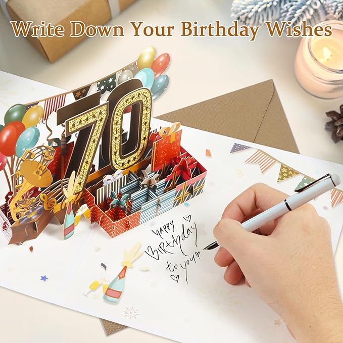 70th Birthday Card for Men Women, Funny 3D Pop Up 70th Birthday Gifts for Grandma Mom Dad, Back In 1955 Happy 70 Year Old Birthday Decorations Cards for Her Him, Classy Vintage