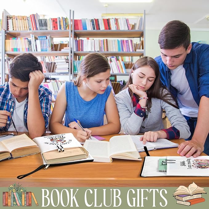 8 Pcs Christmas Book Club Gifts Book Lovers Sleeves Bulk with Zipper and Pocket Book Sleeve Pouch for Book Lovers Librarian Bookish Club Gifts, 11 x 8.7 Inch(Book,Flower)