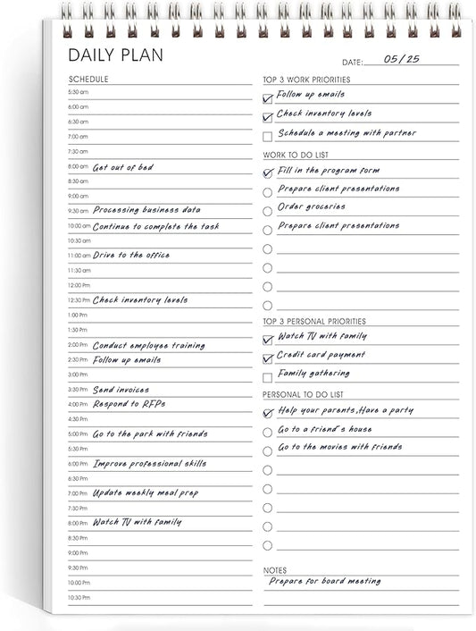 Hourly Schedule Planner To Do List Notepad Daily Planner 52 Double-Sided Sheets Notebook, 6.5" x 9.8",17 Hours for Organizing Work & Personal Life