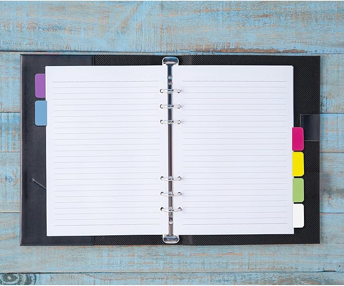 Desk Tech Sticky Index Tabs, 1" x 1.5", 24 Sheets - 6 Colors Self Adhesive File Tabs Flags Colored Page Markers Labels for Binders, Books and Notebooks