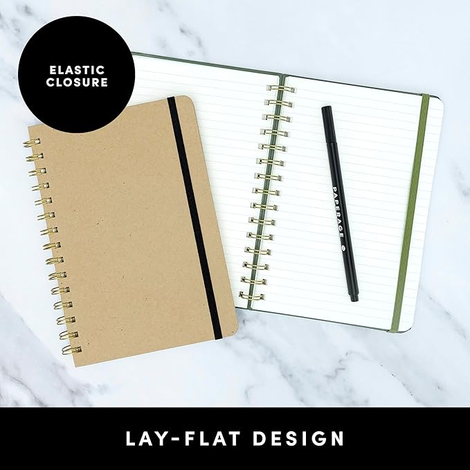 PAPERAGE Lined Spiral Journal Notebook, (Checkered Rainbow), 160 Pages, Medium 5.5 inches x 8 inches - 100 GSM Thick Paper, Hardcover, Double-Wire Spiral Journal & Notebook