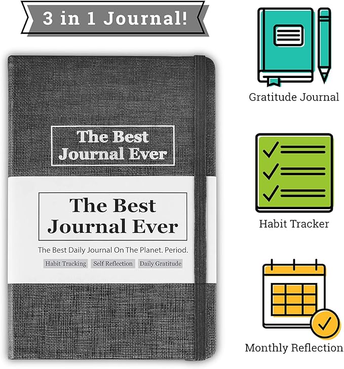 Daily Positivity Journal For Happiness, Wellness, Mindfulness & Self Care - Inspirational Journals To Write In, Writing Prompt Journal & Guided Journal Gifts For Men & Women - Hardcover Diary Notebook