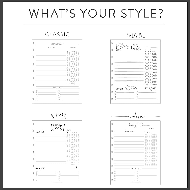 BetterNote Horizontal Undated Calendar Refill Pages for Disc Notebook, fits The Happy Planner, Discbound Levenger Circa, Staples Arc, TUL (Whimsy- 6 months, 11-Disc, 8.5"x11")