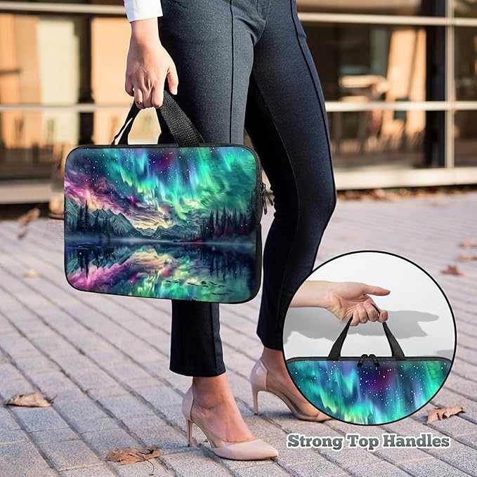 Laptop Sleeve Case Bag 15 inch, Aurora Landscape Slim Carrying Case Durable Handbag Travel Laptop Bag for 15 inch MacBook Air M3/M2/15 Pro/Surface Laptop 7/6/5/4/3/ Dell XPS 15 Plus