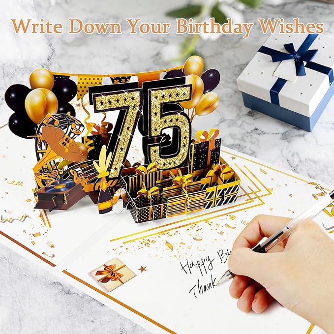 75th Birthday Card for Men Women, Funny 3D Pop Up 75th Birthday Gifts for Grandma Mom Dad, Back In 1950 Happy 75 Year Old Birthday Decorations Cards for Her Him