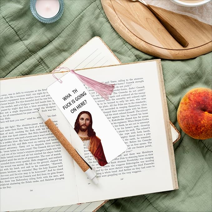 8 Pack Peeking Jesus Bookmark, Peeking Jesus is That Smut Bookmark, Peeking Jesus I Saw That Bookmark, Whatcha Doin'? (Pink)