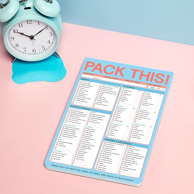 Knock Knock Pack This Pad (Pastel Version) - Packing List Pad & Travel Accessories, 6 x 9-inches
