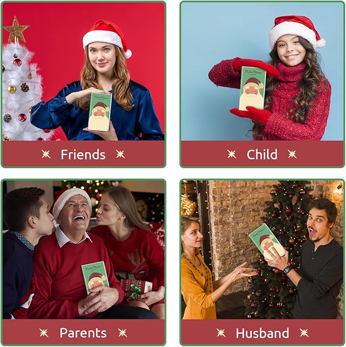 Christmas Pocket Calendar 2025-2026, 2025 Monthly Planner - 6.7" x 3.7" - Runs from January 2025 until December 2026, 2025 Pocket Planner with PVC Cover for Planning, Green