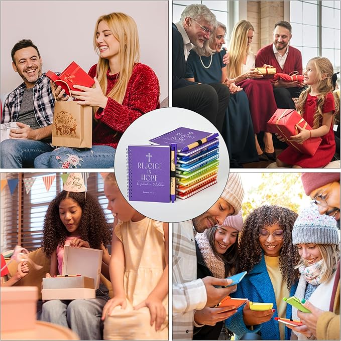 INSADA 56 Sets of Multicolored Christian Prayer Journals in Bulk small notepad 5.43” x 4.33” Spiral Notebooks with Matching Pens - Easter Gifts for Women kids,Church Members & Bible Study Groups