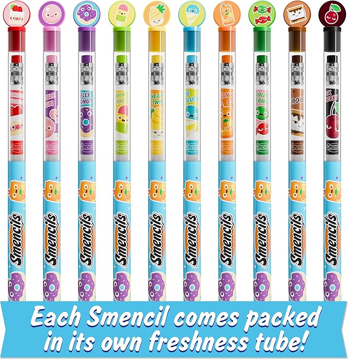 Smencils - Patented Gourmet Scented Graphite HB #2 Pencils Made from Recycled Newspapers, 10 Count, Gifts for Kids, School Supplies