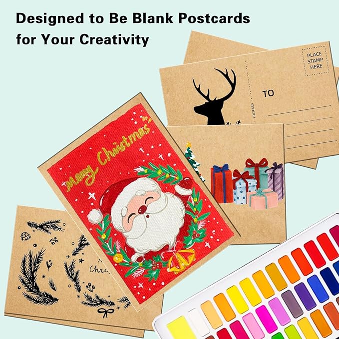 50 Pack Blank Postcard for Mailing, 4x6 Thick 14pt Mailable Post Cards Set for DIY Greeting Cards Thank You Card and More (Kraft)